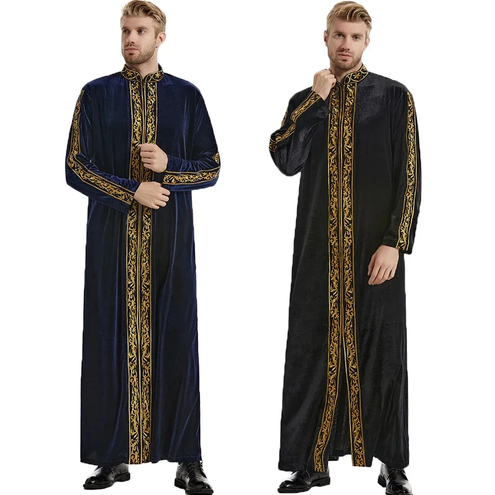 Winter Clothing Dubai - Ramadan Muslim Men Velvet Jubba Thobe
