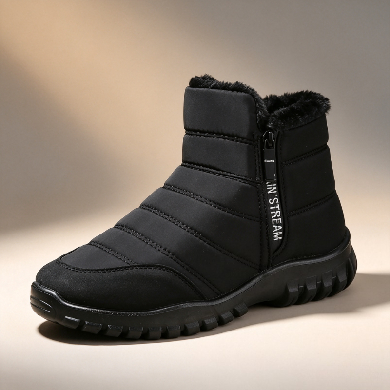 Snow Boot Fur Lined - Men's Winter Snow Boots Side Zipper