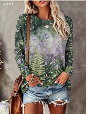 Winter Clothing For Women - Women Long Sleeve T‑Shirt Gradient Background
