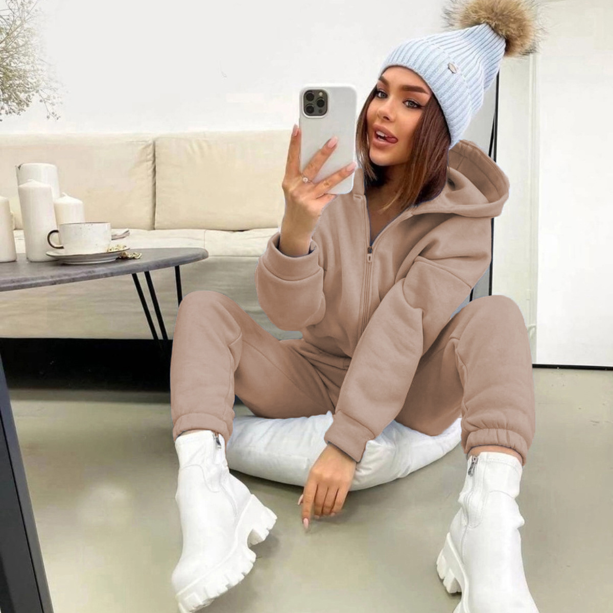Zipper Hooded Coat Pants Sets  - Winter Clothing Kit review and price